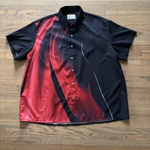 Royaura Hawaiian Mens 3XL Shirt Black Red Abstract Graphic Button Down